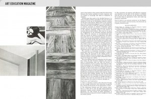 Left page, art works by Bruno Civitico, Yvonne Jacquette, and Sylvia Mangold; right page, continuation of the article The Art Teacher: Environmental Advocate, by Earl P. Smith, published in Art Education Magazine, journal of the National Art Education Association.